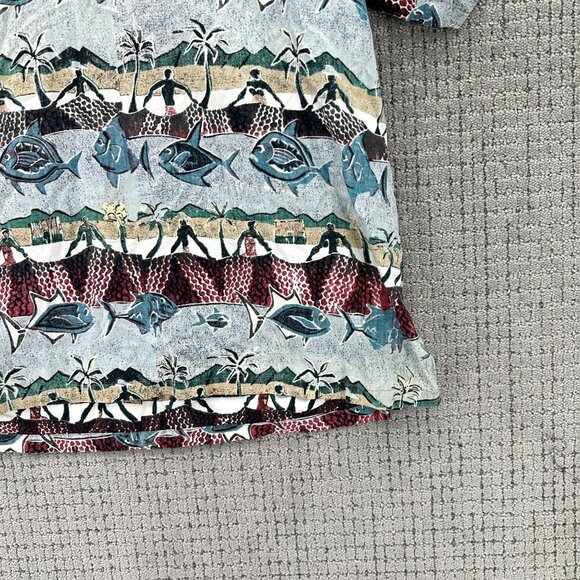 Vintage Avi Kahala Shirt Mens Size XL Multi Pullover Short Sleeve Fish Surfer - Picture 3 of 11